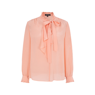 MARYLING玛俪琳2025初秋新品两色蝴蝶结桑蚕丝长袖衬衫A1FFW26190