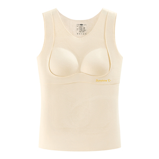 少女加绒保暖背心带胸垫初高中生青少年德绒厚内衣女童发育期文胸