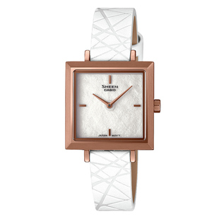 卡西欧女士手表SHEEN折纸主题时尚气质轻薄防水小方表SHE-C151PGL