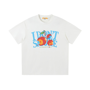【蜡笔樱桃】DONSMOKE落肩涂鸦艺术风logo短袖DSM趣味宽松防晒T恤