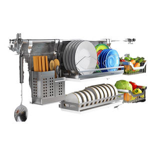 厨房置物架不锈钢壁挂式挂件免打孔沥水碗碟架刀架锅架挂钩收纳架