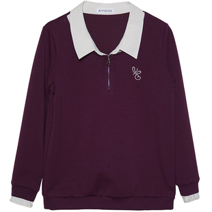 艾依琪格大码女装2025新款冬胖mm气质衬衣领空气层卫衣胖妹妹上衣