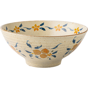 巷子尾〖秋阳桃〗高颜值中式面碗商用大容量拉面碗汤碗陶瓷斗笠碗