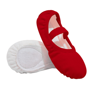 冬季舞蹈鞋儿童女红色加绒保暖软底练功跳舞猫爪形体女童芭蕾舞鞋