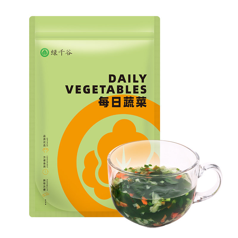 绿千谷每日脱水蔬菜汤无加糖低脂裙带菜干健身煮汤荞麦泡面伴侣包
