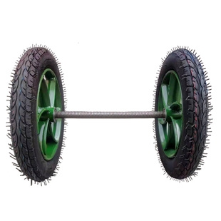 15寸手推车充气轮胎橡胶两轮连轴13*21/2马车轮子餐车老虎车脚轮