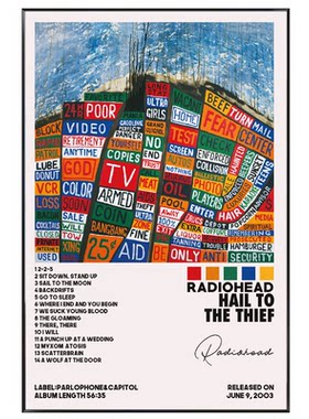 RADIOHEAD装饰画客厅背景墙画英伦摇滚音乐专辑海报电台司令挂画