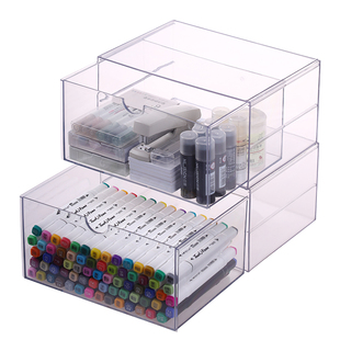 学生桌面收纳盒宿舍抽屉式文具整理神器透明马克笔筒便利贴杂物盒