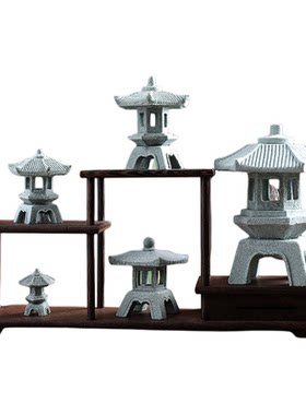 石灯笼小摆件微景观鱼缸盆造景亭