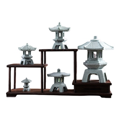 石灯笼小摆件微景观鱼缸盆造景亭