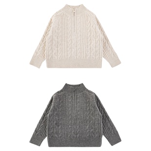 幼悠男童复古绞花纹理毛衣2025冬季新款细腻蓬松百搭慵懒风毛衣潮