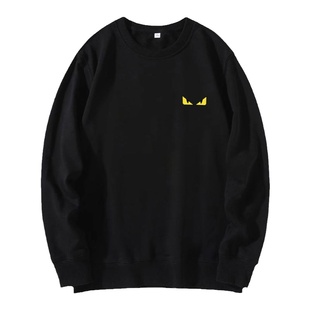 外贸出口撤回潮牌恶魔眼睛卫衣男士秋冬新款加绒加厚宽松黑色上衣