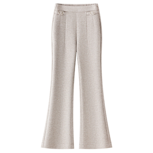 羊毛呢微喇裤女秋冬2026新款高腰加厚女裤修身显瘦羊绒休闲喇叭裤