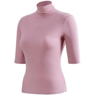 简云莫代尔短袖t恤女半高领打底衫内搭修身半袖五分袖中袖上衣夏