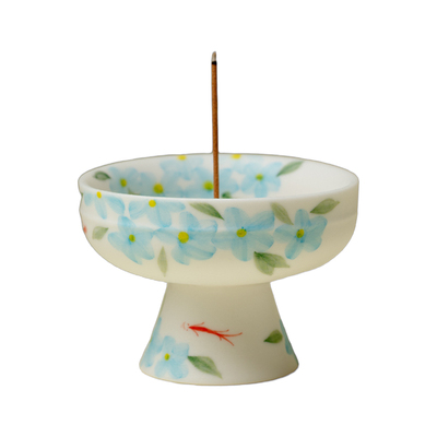 里作陶瓷家用香炉室内插香新中式花影游鱼手绘香插家居客厅熏香炉