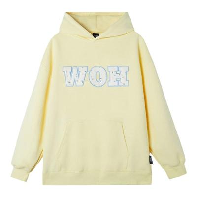 wohoo贴布绣加绒情侣连帽卫衣