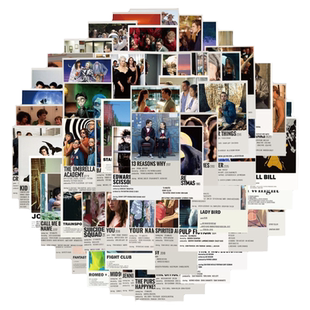 64张经典电影海报周边明星贴纸装饰笔记本头盔手账保温杯吉他电动车冰箱iPad衣橱音响手机拉杆箱DIY防水贴纸