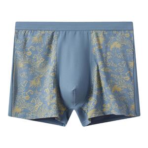 全棉平角内裤男加肥加大码吸汗透气纯棉龙纹底裤衩特大肥佬短裤头