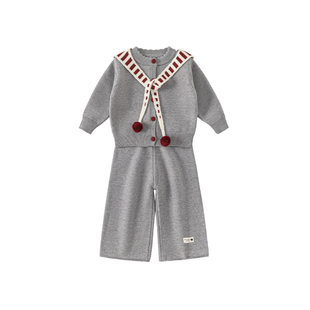 INSbobo童装女童套装冬装新款儿童毛衣开衫休闲裤女孩春秋装衣服