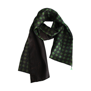 盈妹碧水蒹葭丨重锻香云纱黑绿色围巾真丝长款丝巾桑蚕丝高级礼盒