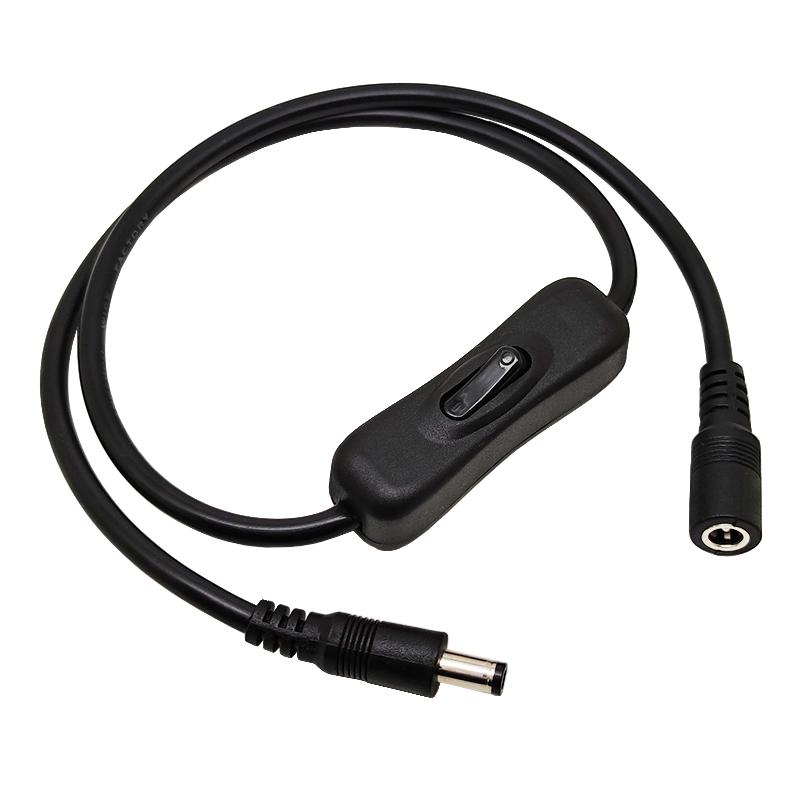 粗纯铜9-12V24V电源连接线带开关DC5.5头双公母兼容接头灯带控制