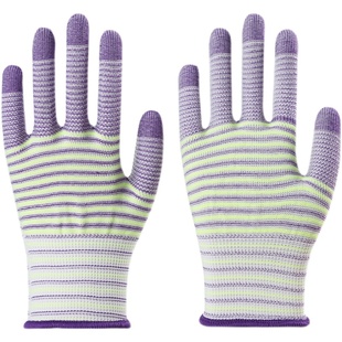 斑马纹尼龙手套通用劳保耐磨工作透气防滑劳动薄手套干活女超薄弹