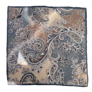 蓝色生命之树/100%桑蚕丝丝巾复古方巾女百搭春秋配衬衫T恤小领巾