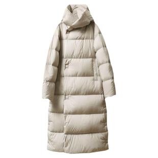 轻柔保暖羽绒外套冬2025新款休闲过膝长款连帽加厚白鹅绒羽绒服女