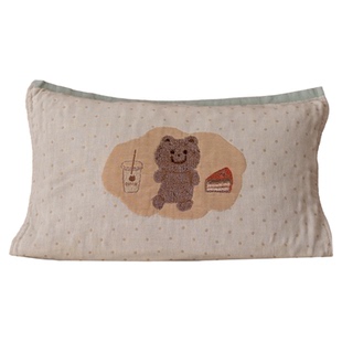 小熊茶话枕巾纯棉a类四层纱布四季通用枕头巾100全棉一对防头油