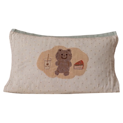 小熊茶话枕巾纯棉a类四层纱布