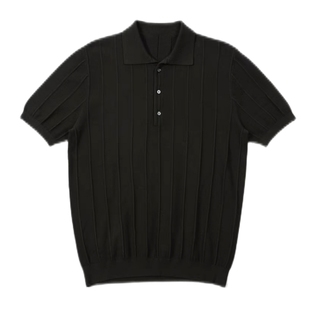 YUXIAN余闲提花复古针织POLO衫短袖美式男士T恤轻熟纯色基础春夏