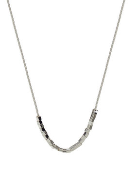 s925纯银侧身链女小方块项链