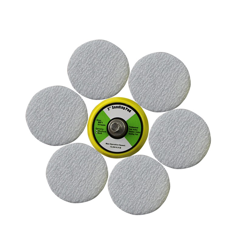 金牛2寸50mm植绒砂纸圆盘自粘白色砂纸拉绒片气动打磨片干磨砂纸