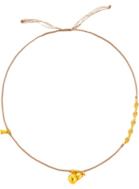 黄金色古法葫芦项链女福禄吊坠编绳毛衣链气质设计精致百搭