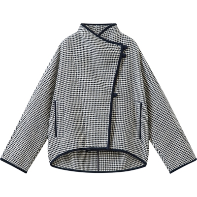 播商场同款复古格纹短款保暖宽松棉服女25秋冬新款BDS4PD3846