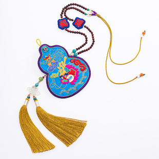 王的手创 高端双面纯手工刺绣蜀绣苗绣蚕丝中国特色礼品荷包项链