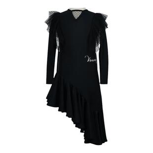 薇妮少儿拉丁舞服女童长袖网纱新款秋冬季网红舞裙套装专业练功服