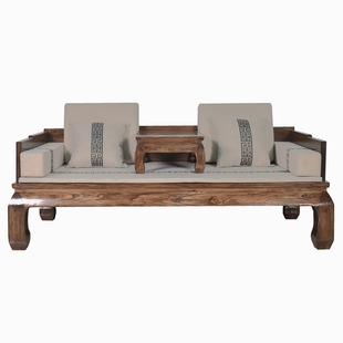 徽州木府老榆木罗汉床实木罗汉榻老榆木素面单人睡榻小户型临时床