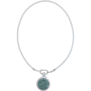 方糖家 新中式天然翡翠吊坠施家珍珠贝母项链高级感毛衣链秋冬女