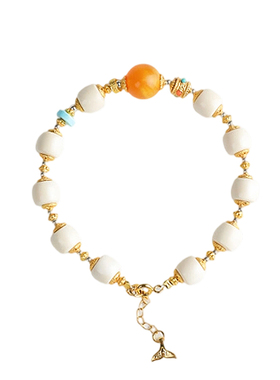 中式国风猛犸牙牙蜜蜡手串女