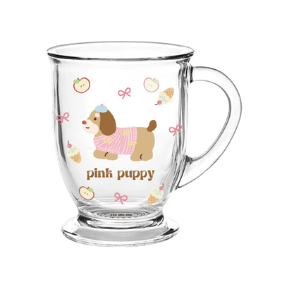 川岛屋原创高脚玻璃杯带把手水杯