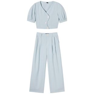 MEETLADY显年轻气质超酷短款西装套装女2025夏季酷飒两件套女