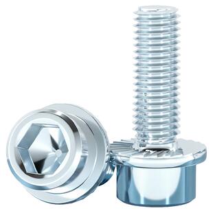 8.8级中碳钢内六角带齿法兰面螺丝带垫防滑圆柱头螺栓M4M5M6M8M10