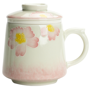 陶瓷茶杯女士个人专用年轻人办公室泡茶杯茶水分离带过滤喝茶杯子