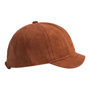 日系纯色麂皮绒3cm美式短檐帽男百搭休闲棒球帽女短舌鹿皮鸭舌帽
