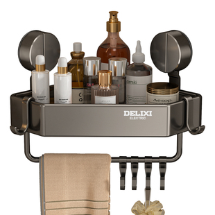 德力西吸盘三角置物架卫生间厕所免打孔壁挂式三角篮浴室收纳架子