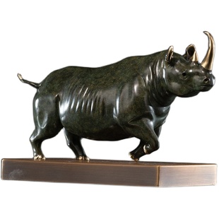 朱炳仁铜办公室内家居创意风水牛摆件商务送礼装饰品勇往直前犀牛