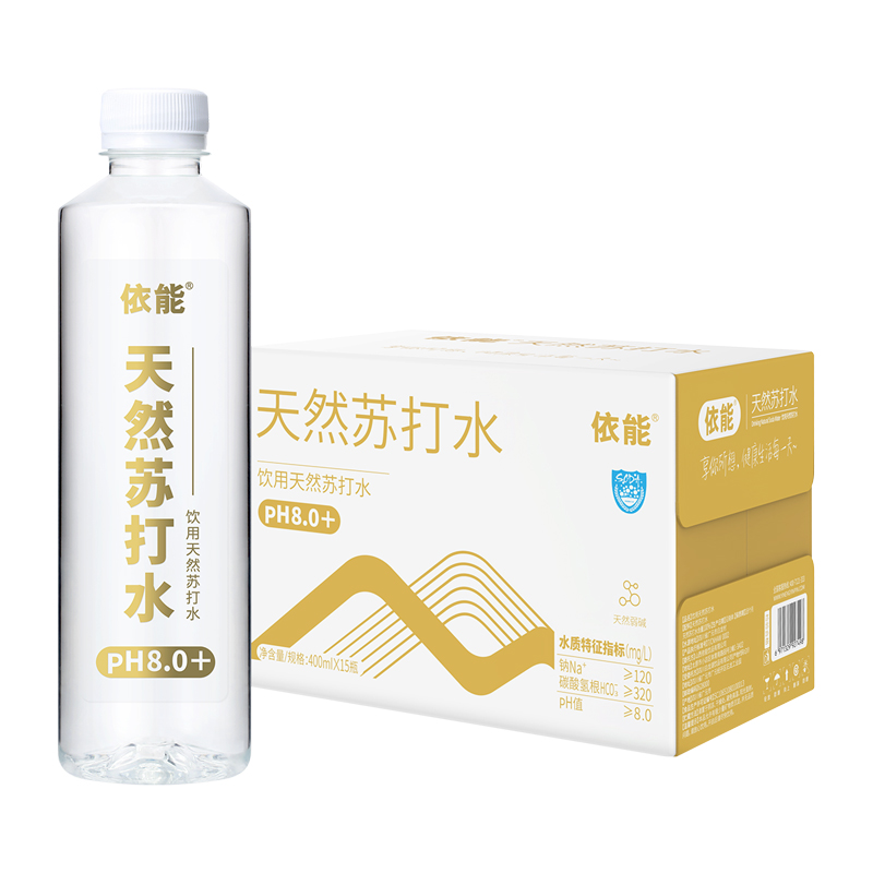 依能 天然弱碱性苏打水 400ml*15瓶 29.9元包邮，卷后