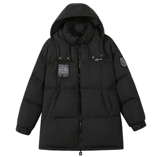 初中学生工装派克羽绒服90绒少女大童高中女生韩版中长款冬装外套