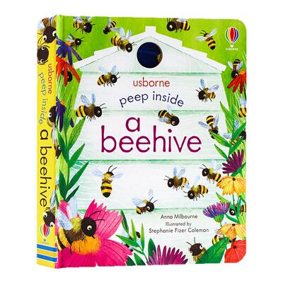 进口英文原版正版 Usborne出品 偷偷看里面系列 蜂巢 Peep Inside a Beehive 洞洞书 科普纸板翻翻书 蜜蜂启蒙认知图画书